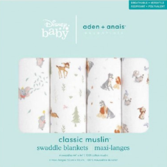 Aden + Anais Essentials Cotton Swaddle Disney + Friends (Pack of 4)