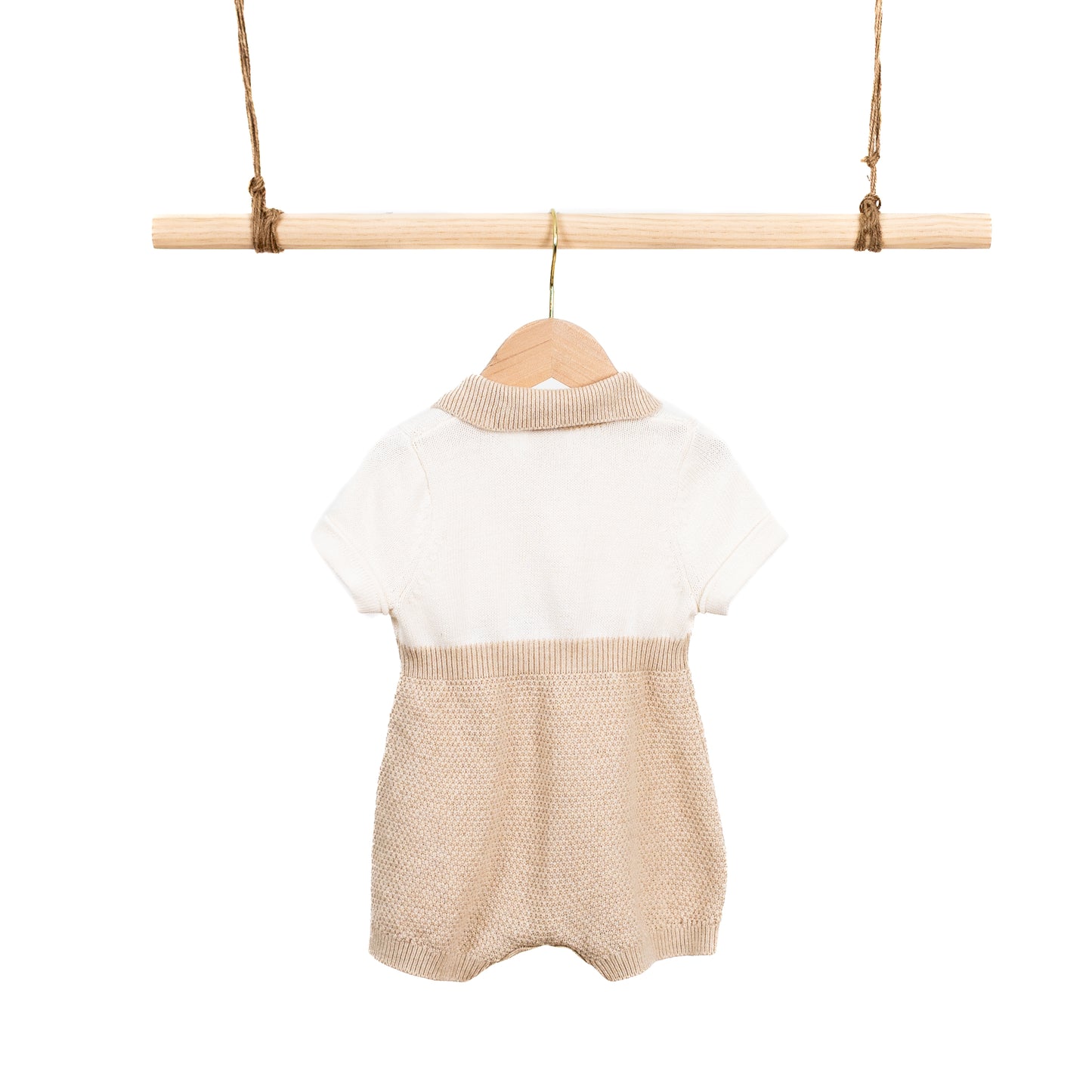 Colorblock Polo Romper with Bow (6-12M)