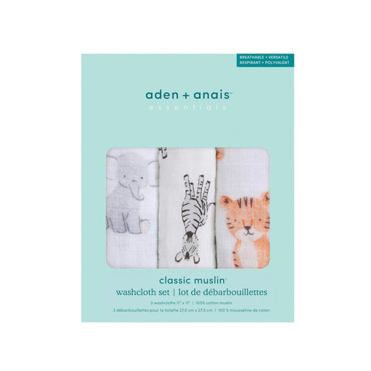Aden + Anais Washcloth Sets Safari Babies (Pack of 3)