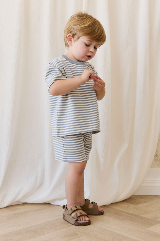 Jamie Kay Pima Cotton Wesley Short - Narrow Stripe Dawn / Cloud