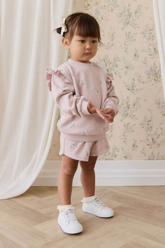Organic Cotton Etta Short Bow Kitty Mauve