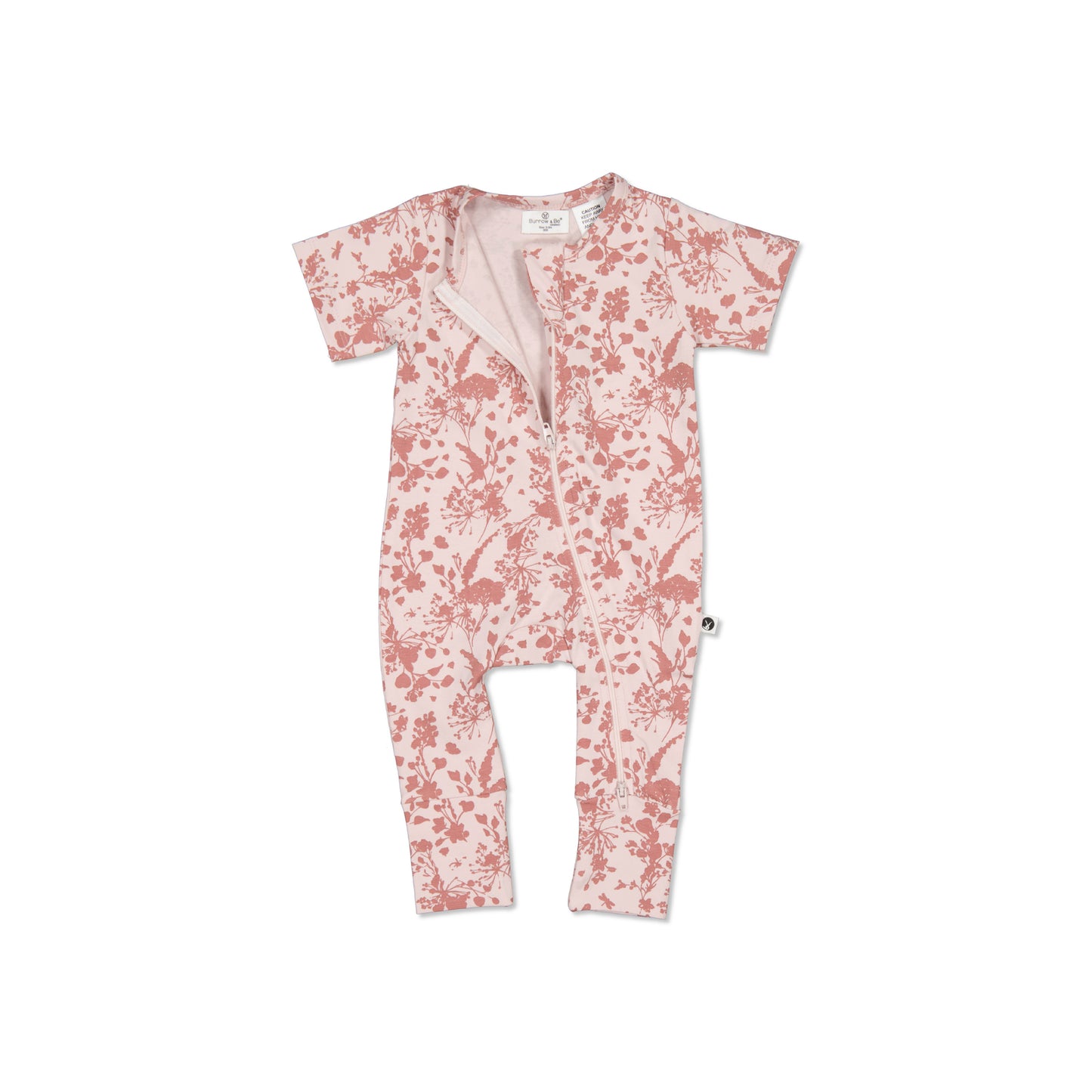 Burrow and Be Organic cotton Flower Splash Short Sleeve Zip Suit