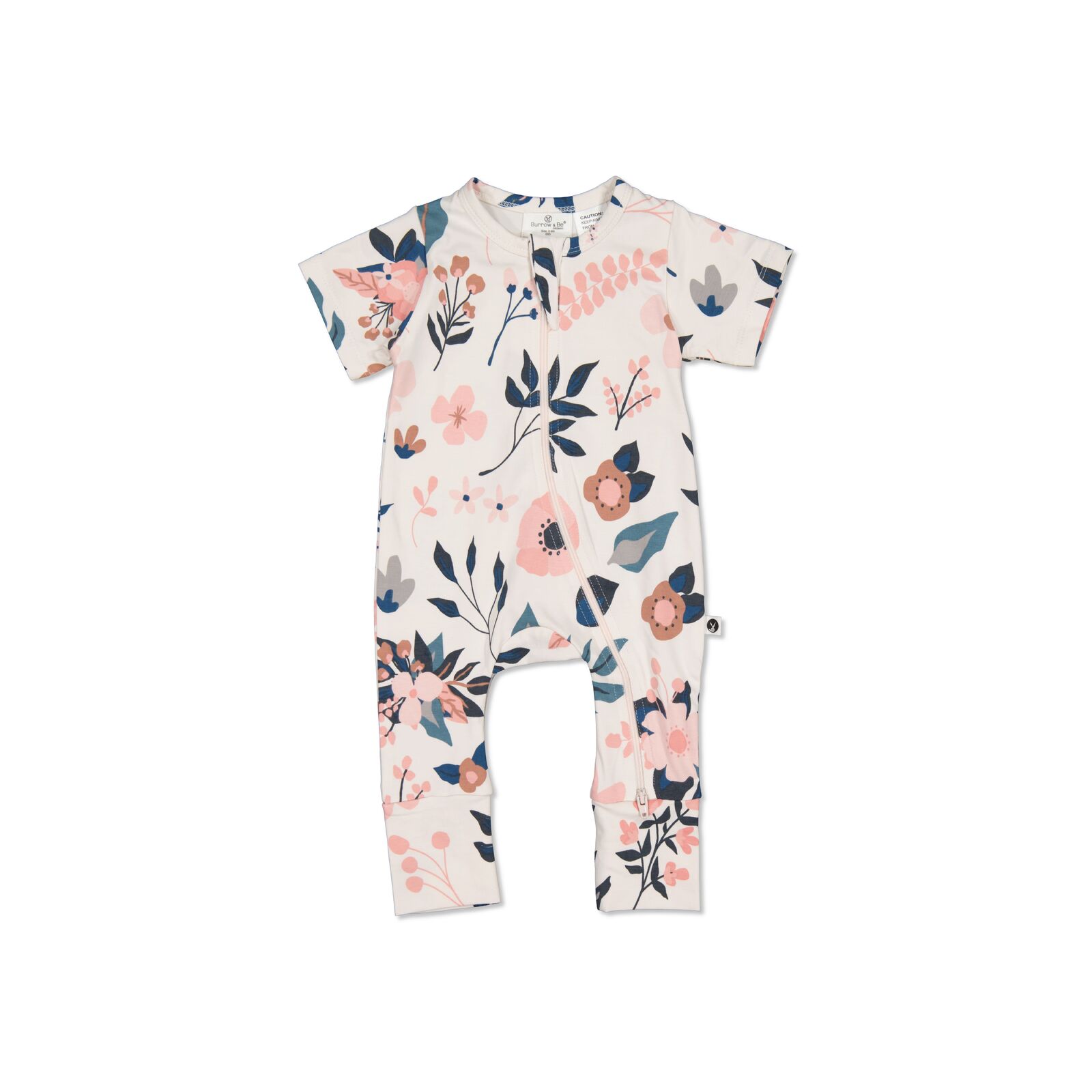 Burrow and Be Organic cotton Pink Clementine Short Sleeve Zip Suit