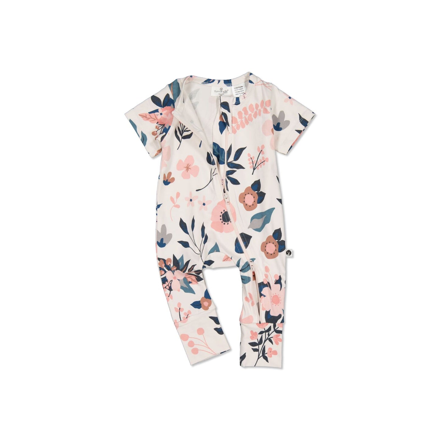 Burrow and Be Organic cotton Pink Clementine Short Sleeve Zip Suit