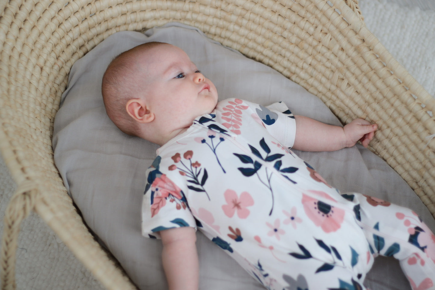 Burrow and Be Organic cotton Pink Clementine Short Sleeve Zip Suit