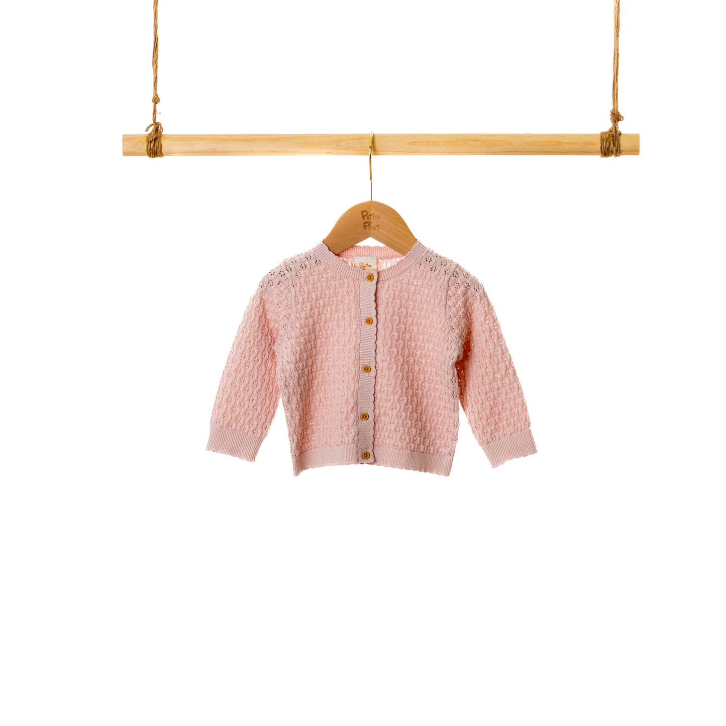 Crew Neck LS Pointelle Cardigan (6-12M / 18-24M / 3Y)