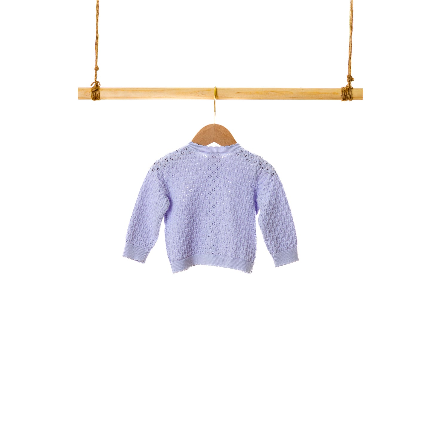 Crew Neck LS Pointelle Cardigan (6-12M / 18-24M / 3Y)
