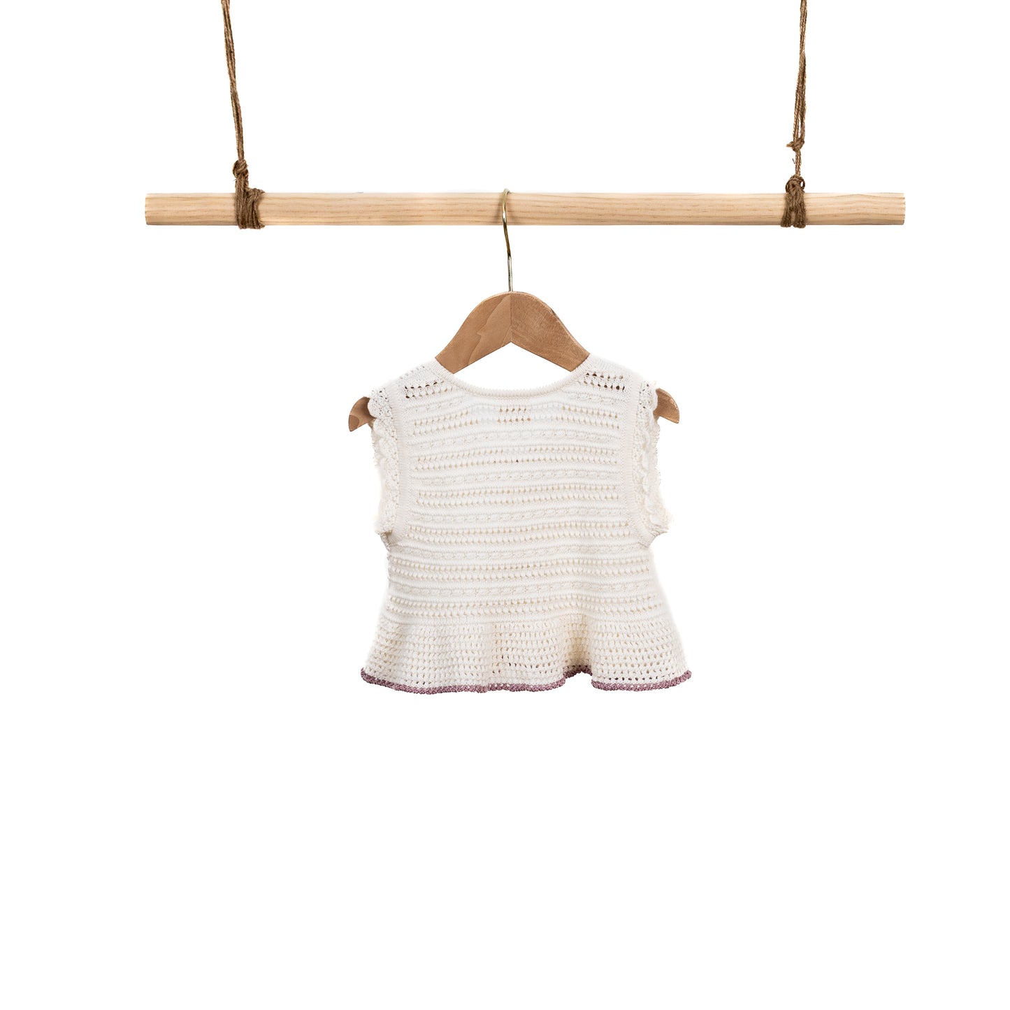 Pointelle Vest Cardigan with Bow (6-12M)