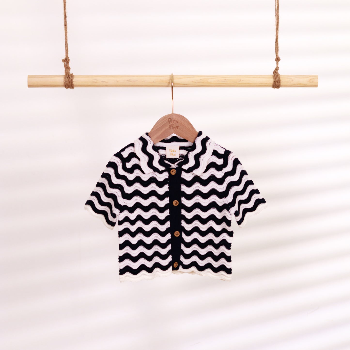 Open-Knit Shirt | Waved Printted Pattern (18-24M)