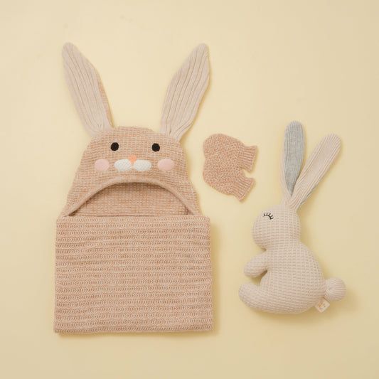 Little Bunny Blanket & Bonnie Gift Set - Heather Brown