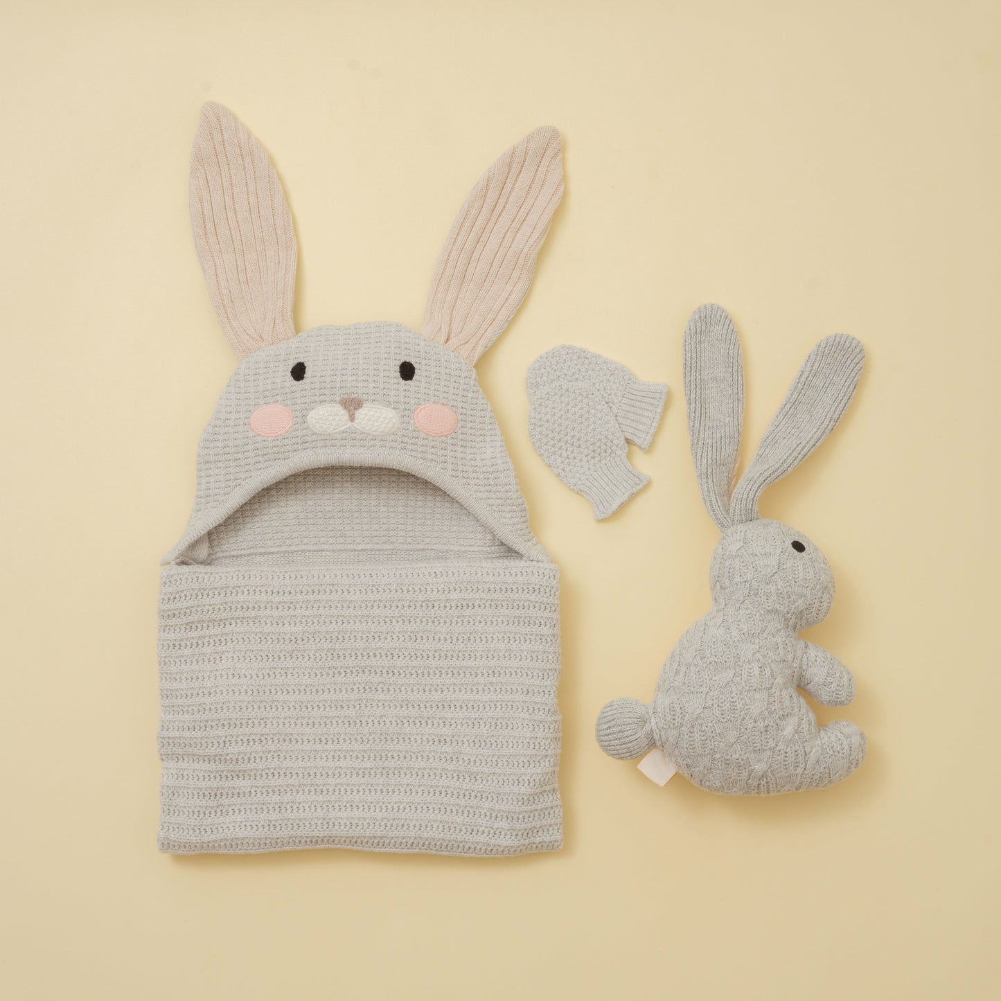 Little Bunny Blanket & Bonnie Gift Set - Heather Grey