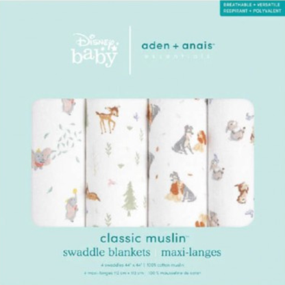 Aden + Anais Essentials Cotton Swaddle Disney + Friends (Pack of 4)