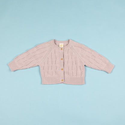 Cable Knit Cardigan Rose Pink