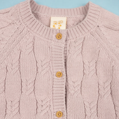 Cable Knit Cardigan Rose Pink