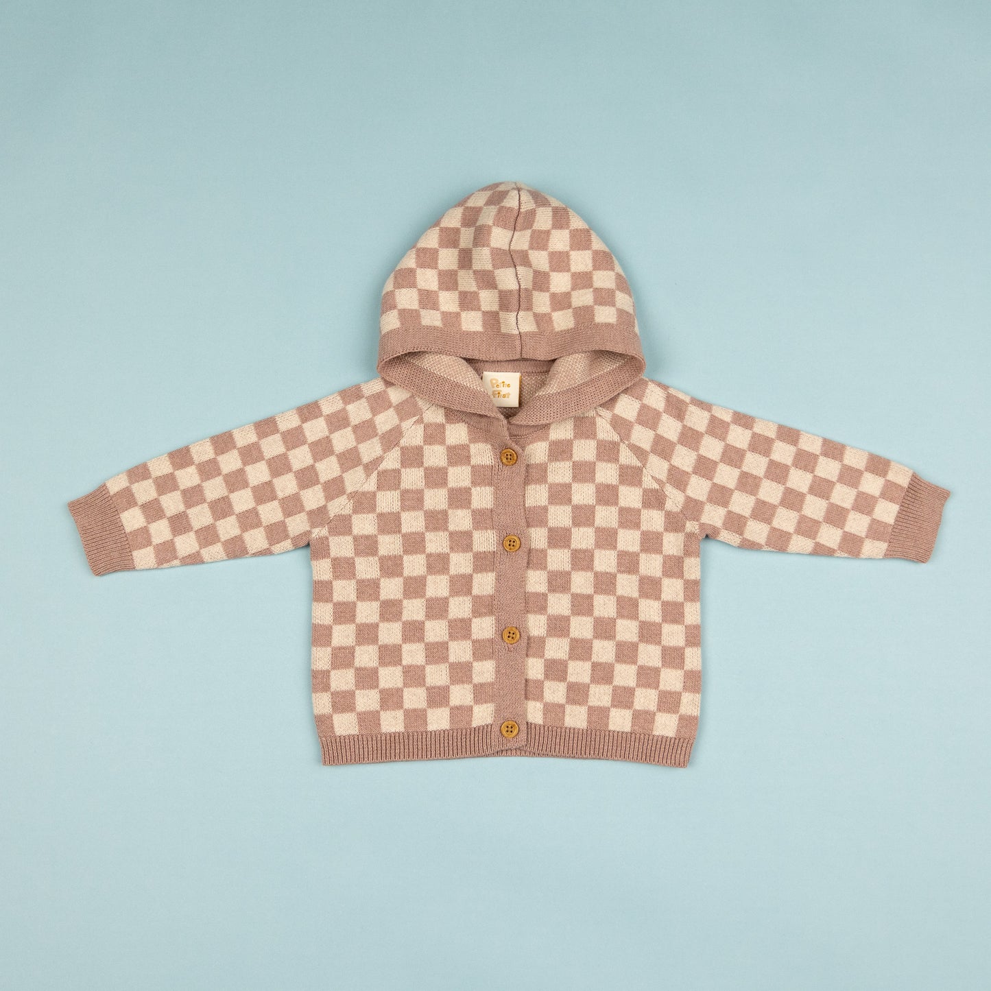 Hooded Checked Outfit Set Rose Pink