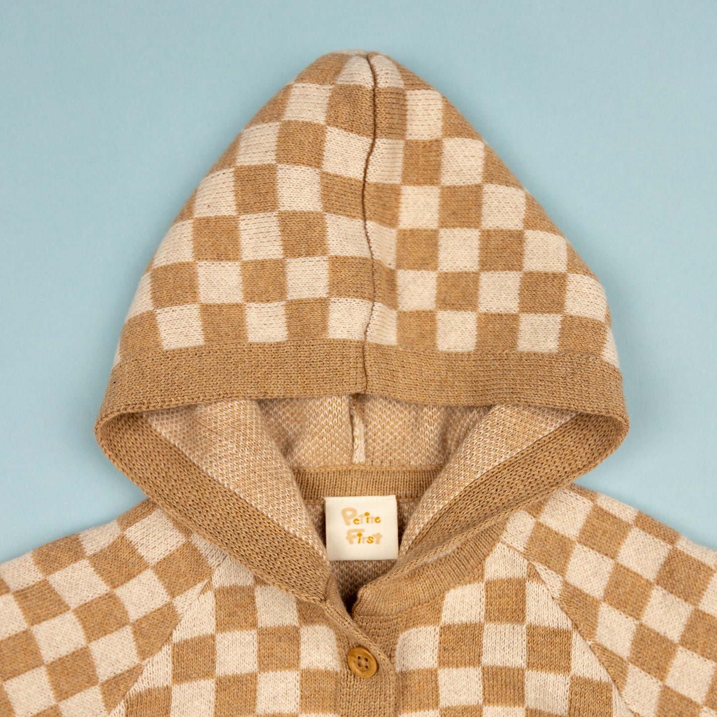 Hooded Checked Outfit Set Caramel