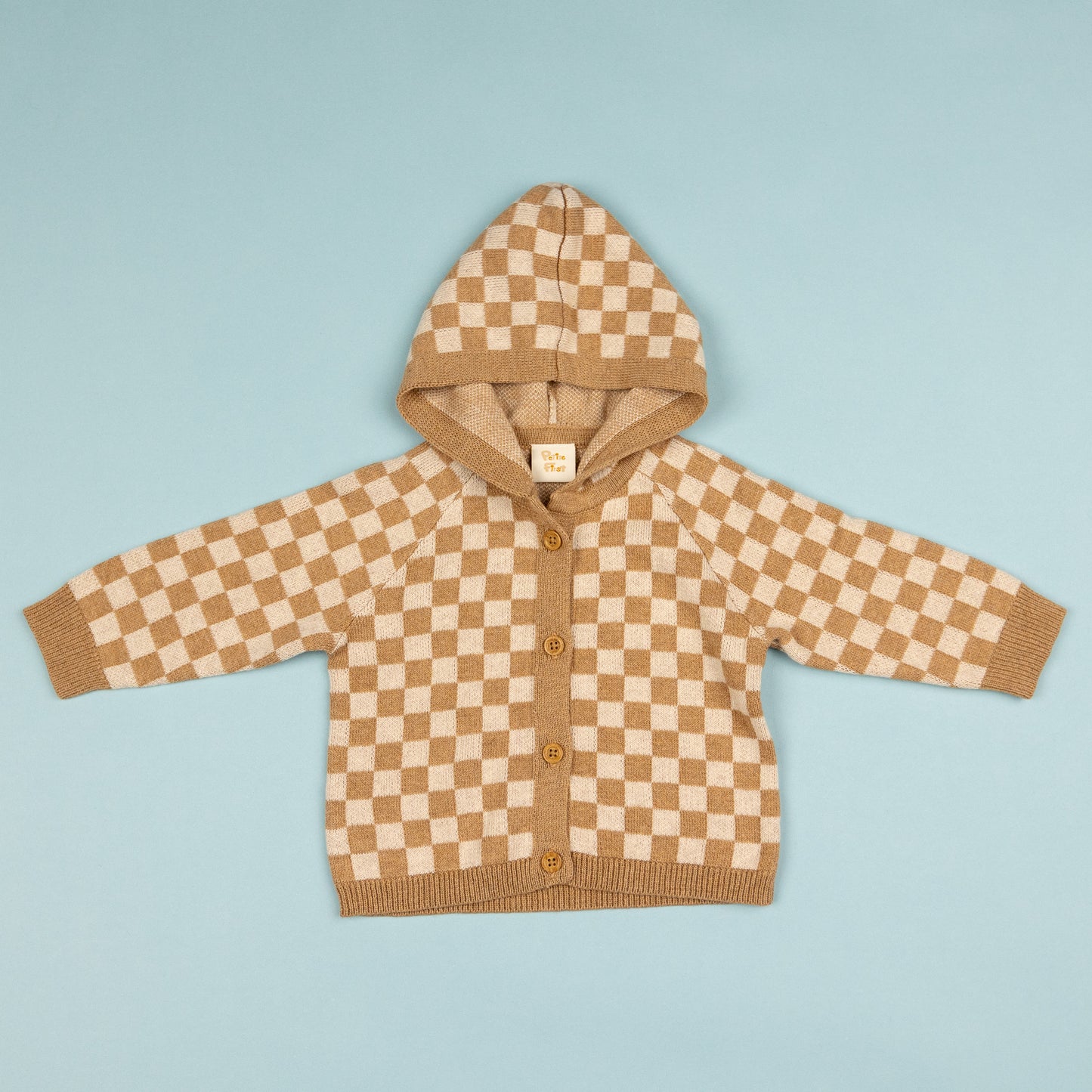 Hooded Checked Outfit Set Caramel