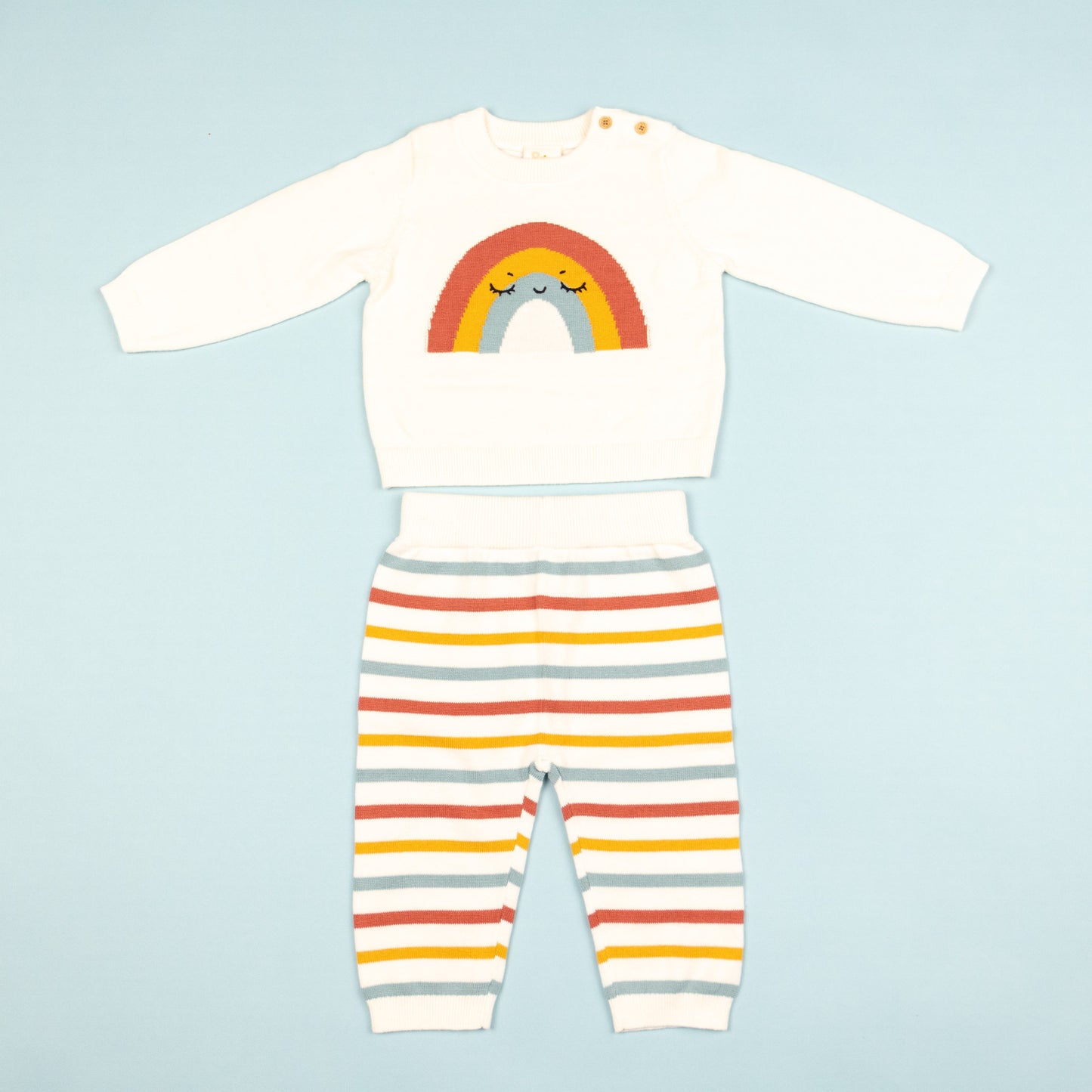 Baby Rainbow Pullover with Pants Cream