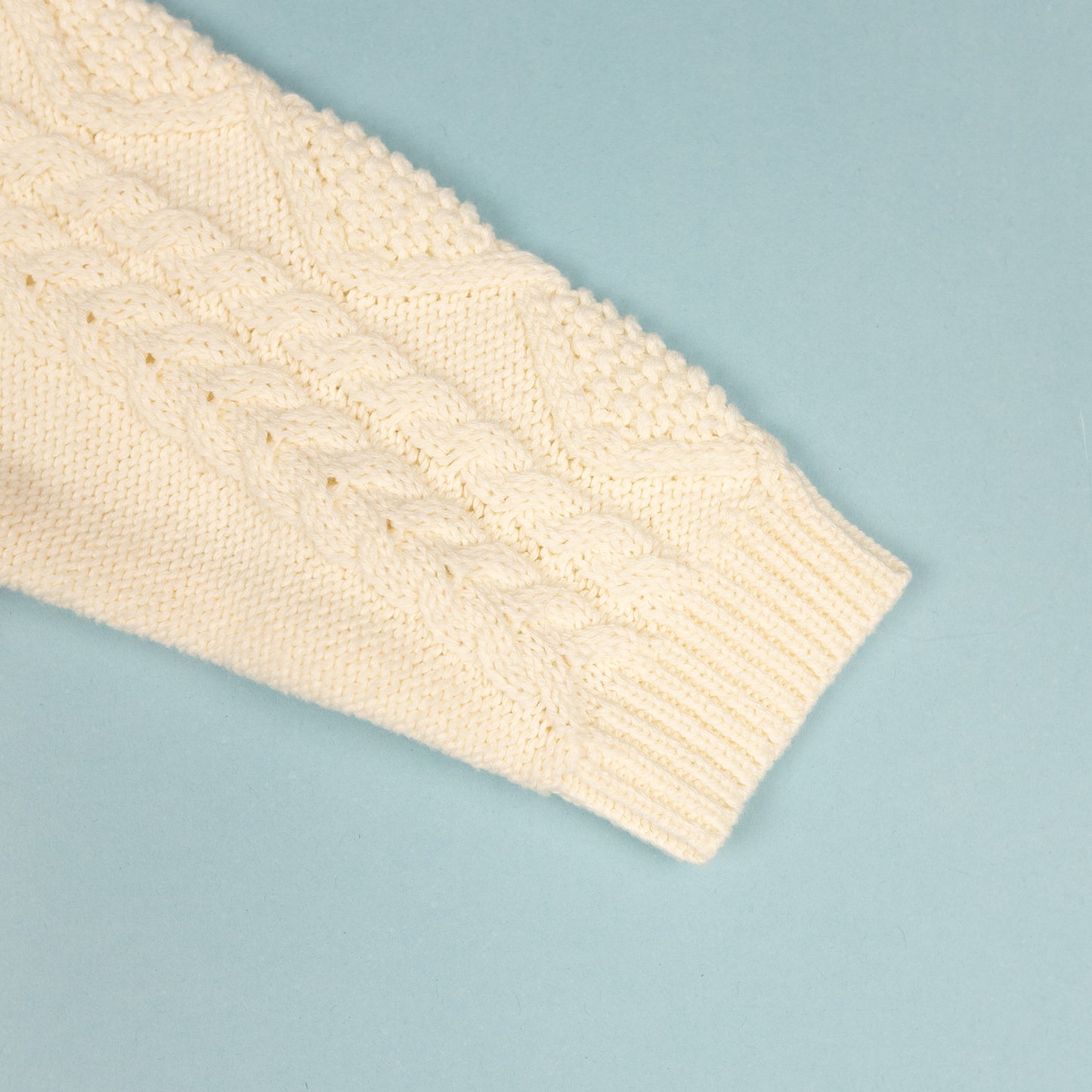 Cable Knit Pullover with Pants Cream