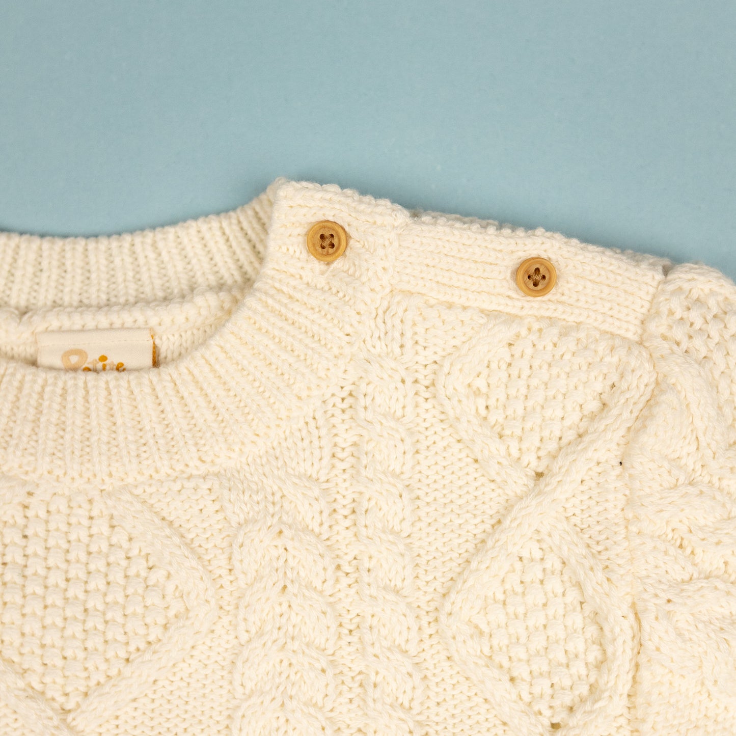 Cable Knit Pullover with Pants Cream