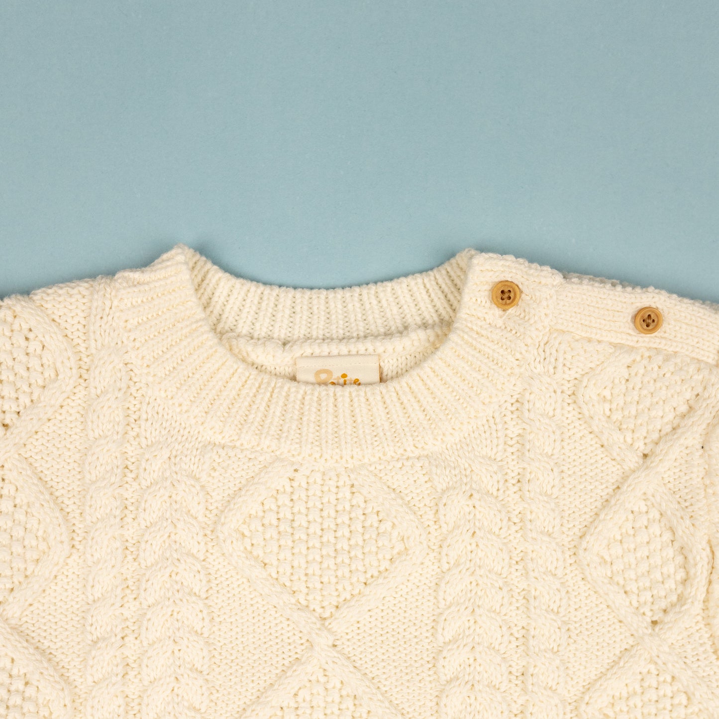 Cable Knit Pullover with Pants Cream