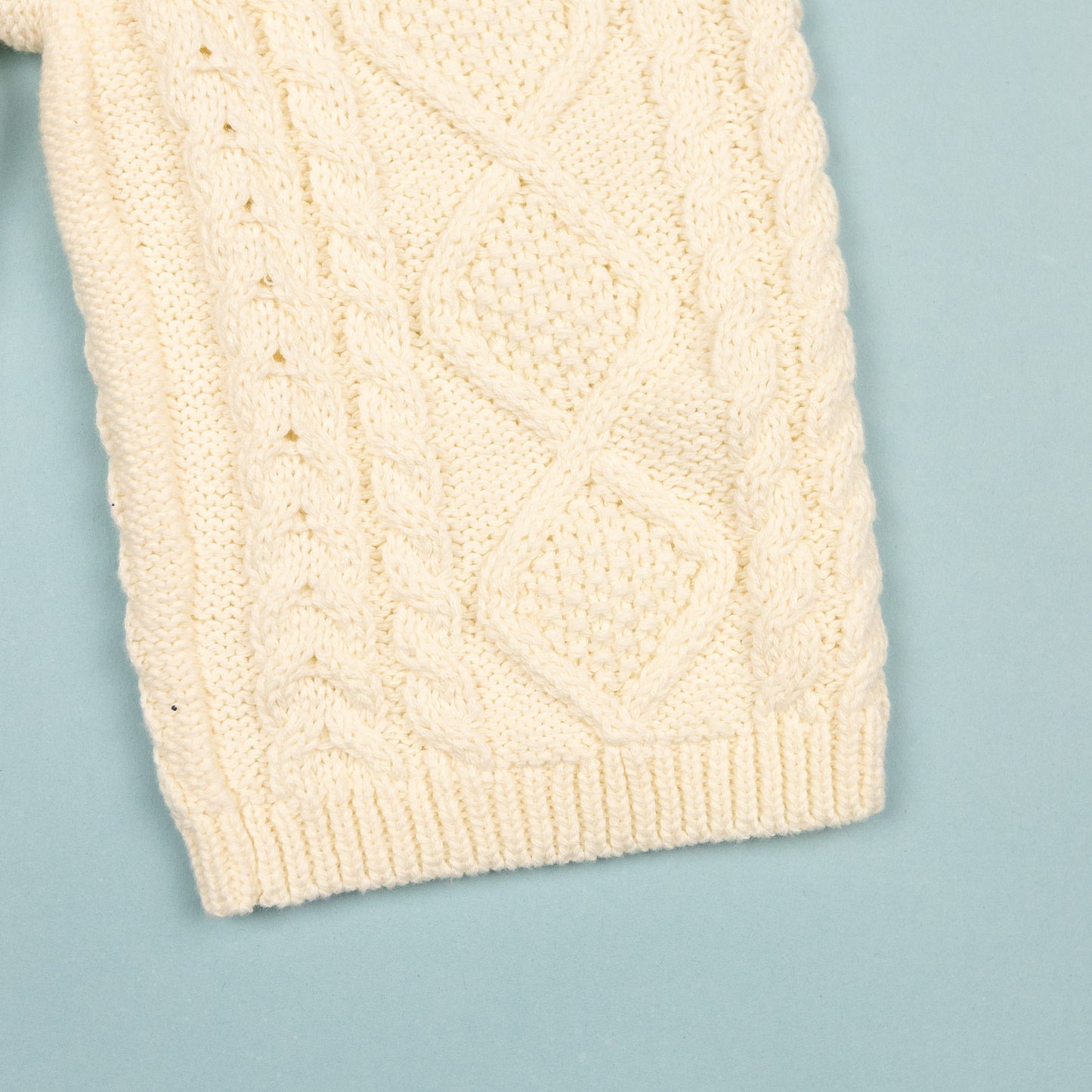 Cable Knit Pullover with Pants Cream