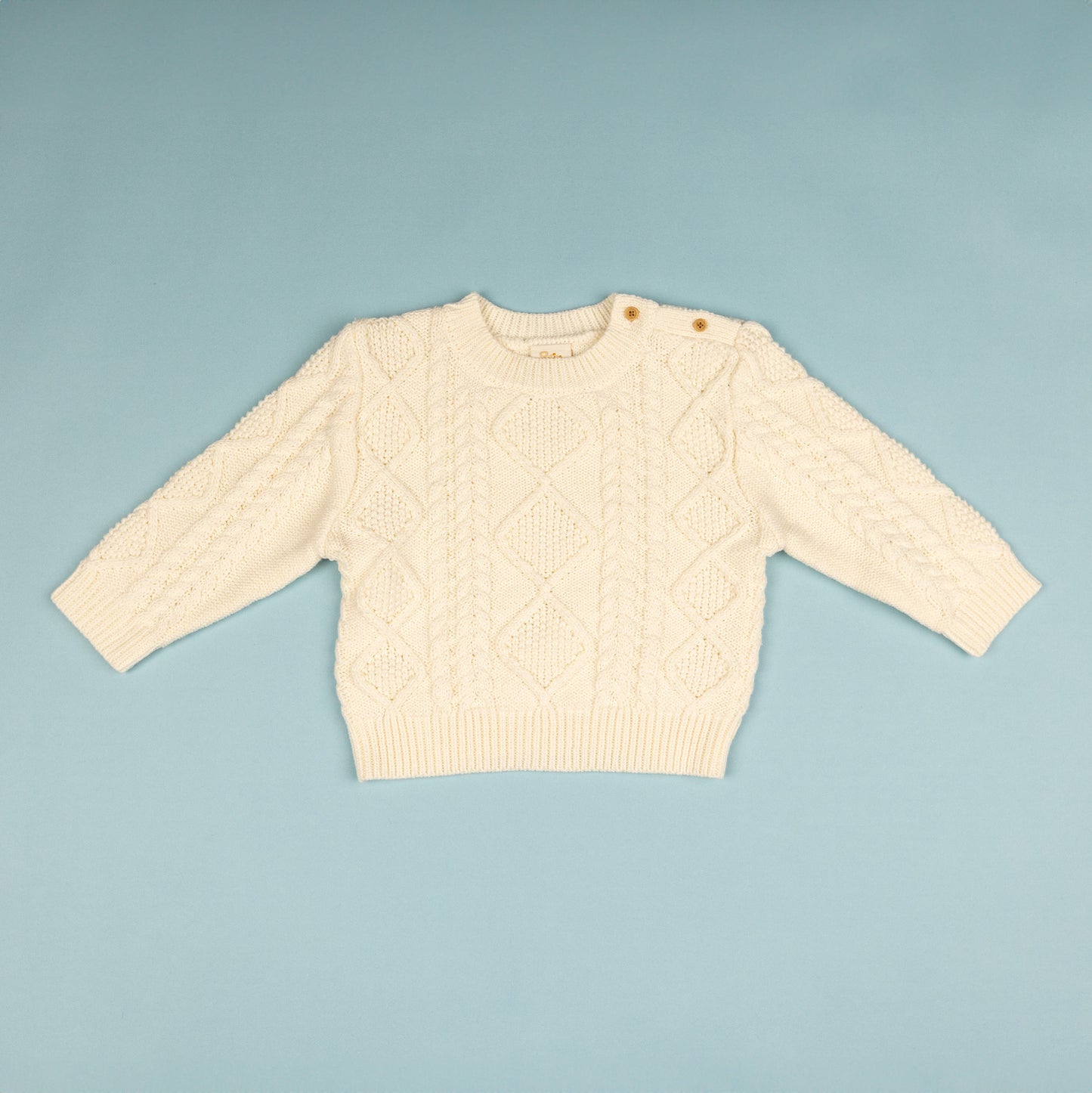 Cable Knit Pullover with Pants Cream