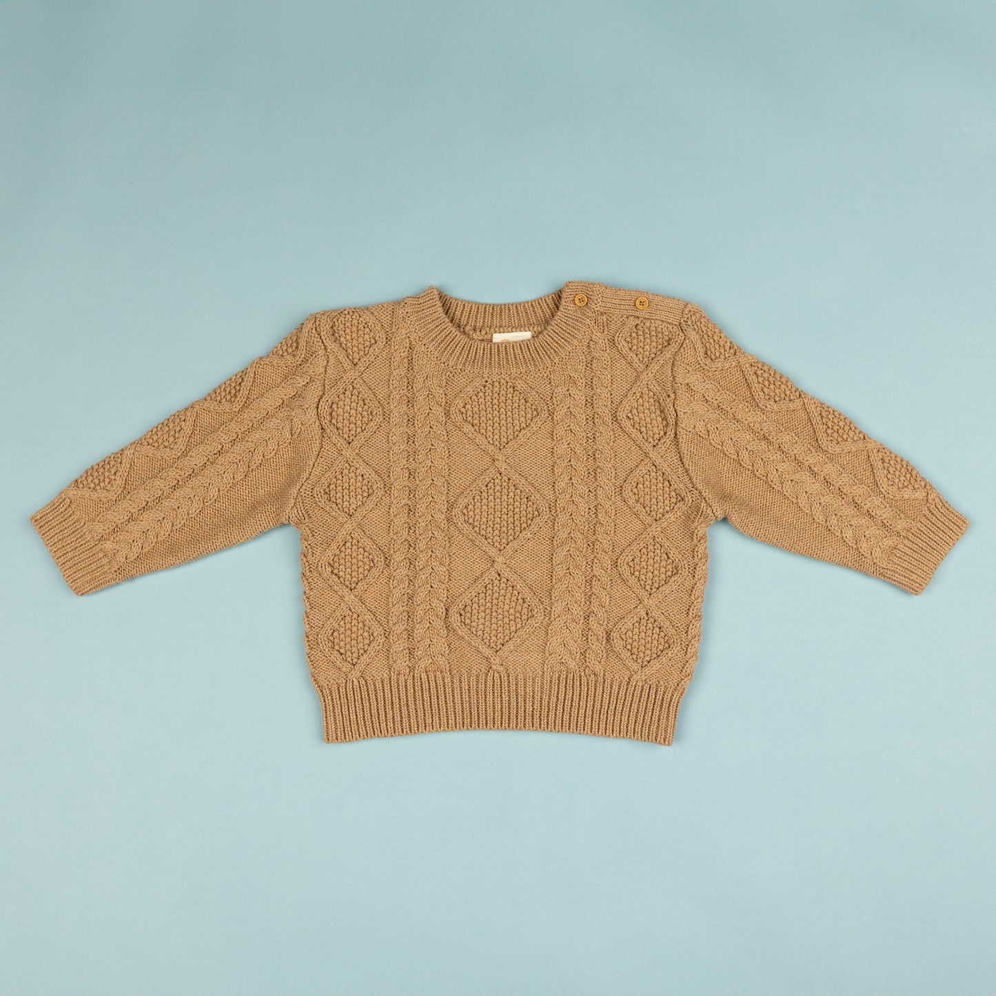 Cable Knit Pullover with Pants Caramel