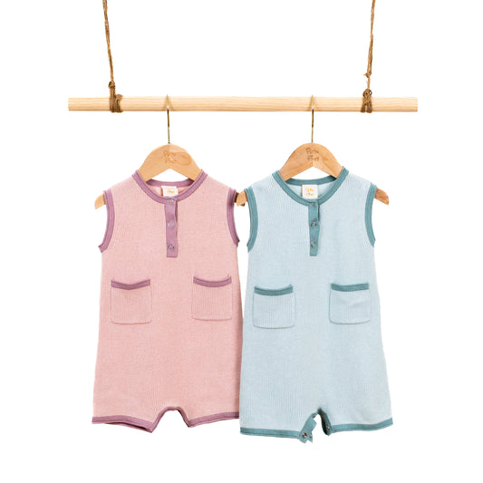 Henley Colorblock Romper with pockets (6-12M)