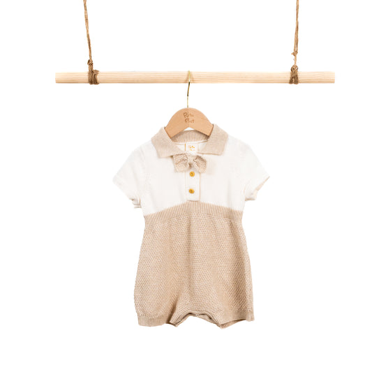 Colorblock Polo Romper with Bow (6-12M)