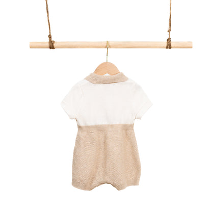 Colorblock Polo Romper with Bow (6-12M)