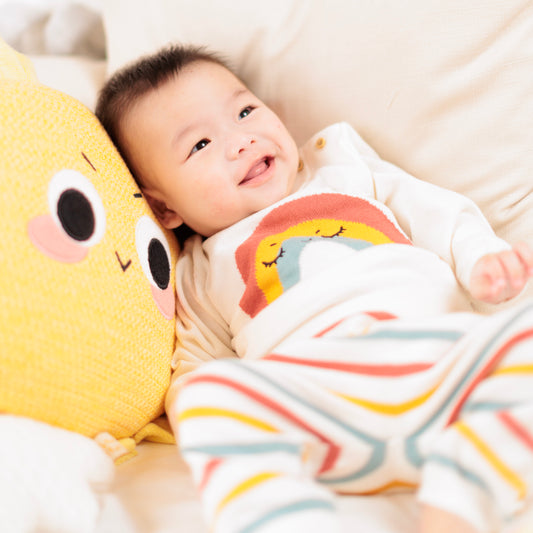 Baby Rainbow Pullover with Pants Cream