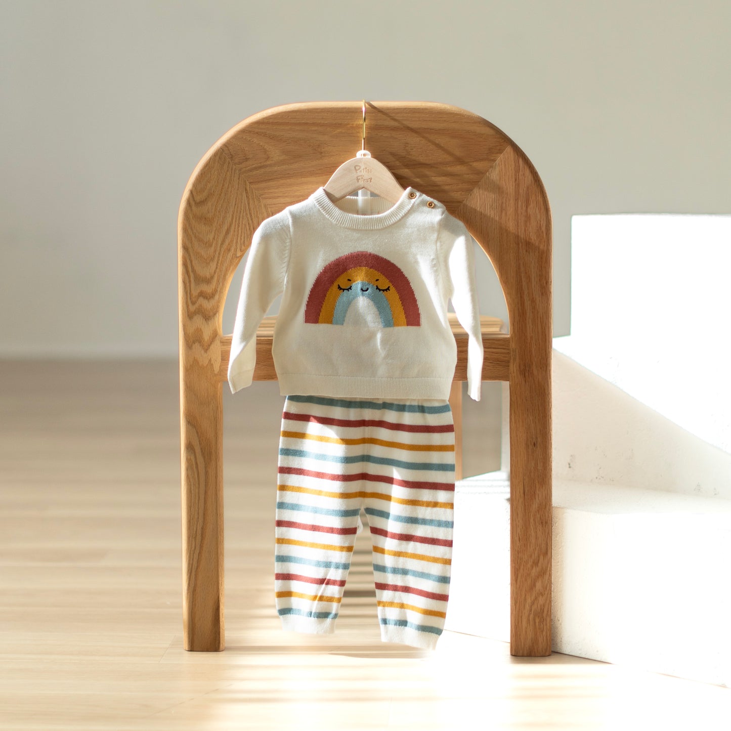 Baby Rainbow Pullover with Pants Cream