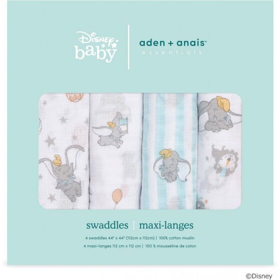 Aden + Anais Essentials Cotton Swaddle Dumbo New Heights (Pack of 4)