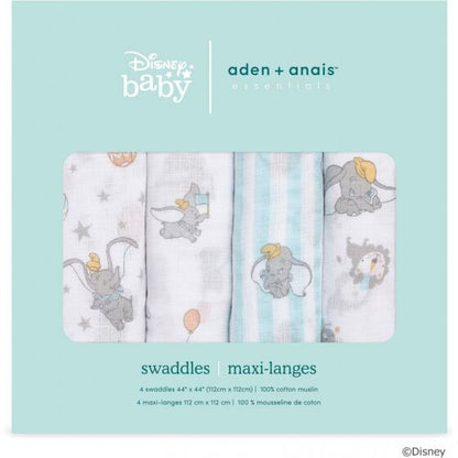 Aden + Anais Essentials Cotton Swaddle Dumbo New Heights (Pack of 4)