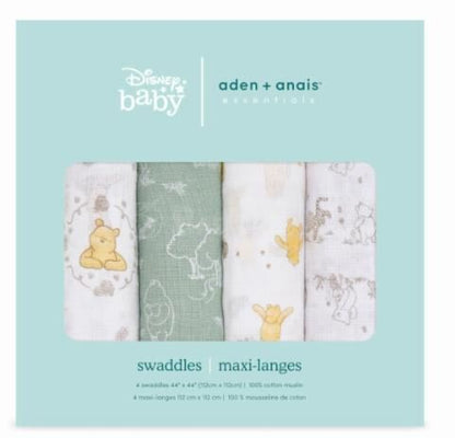 Aden + Anais Essentials Cotton Swaddle Winnie + Friends (Pack of 4)