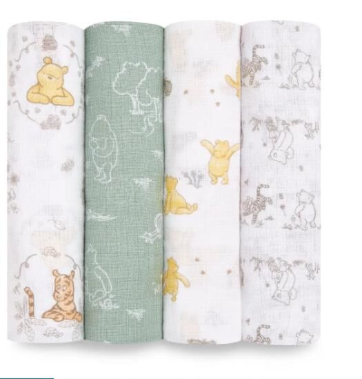 Aden + Anais Essentials Cotton Swaddle Winnie + Friends (Pack of 4)