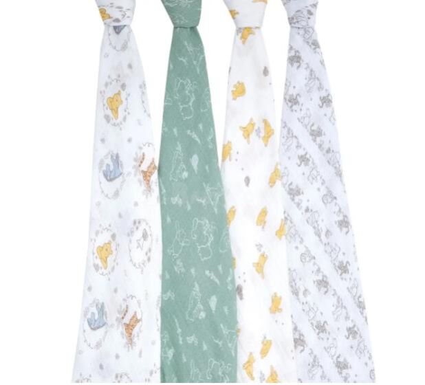 Aden + Anais Essentials Cotton Swaddle Winnie + Friends (Pack of 4)