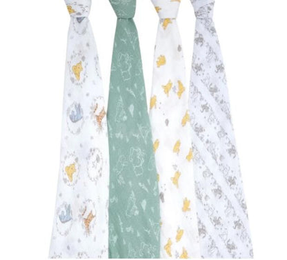 Aden + Anais Essentials Cotton Swaddle Winnie + Friends (Pack of 4)