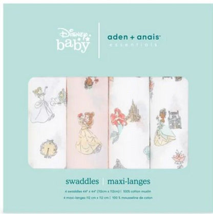 Aden + Anais Essentials Cotton Swaddle Disney Princess (Pack of 4)