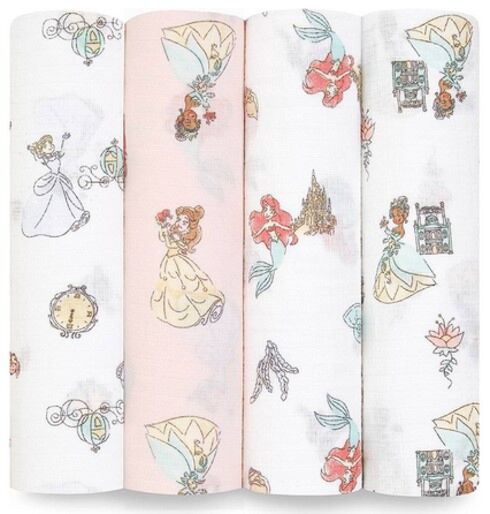 Aden + Anais Essentials Cotton Swaddle Disney Princess (Pack of 4)