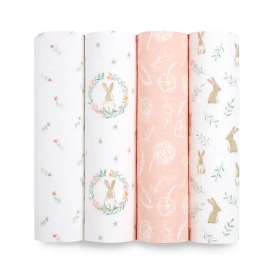 Aden + Anais Essentials Cotton Swaddle Blushing Bunnies (Pack of 4)