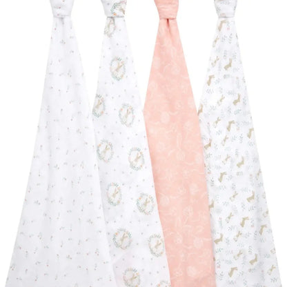 Aden + Anais Essentials Cotton Swaddle Blushing Bunnies (Pack of 4)