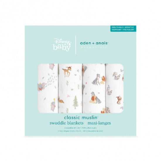 Aden + Anais Essentials Cotton Swaddle Disney + Friends (Pack of 4)