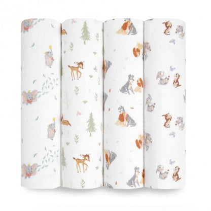 Aden + Anais Essentials Cotton Swaddle Disney + Friends (Pack of 4)