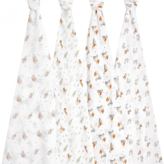 Aden + Anais Essentials Cotton Swaddle Disney + Friends (Pack of 4)