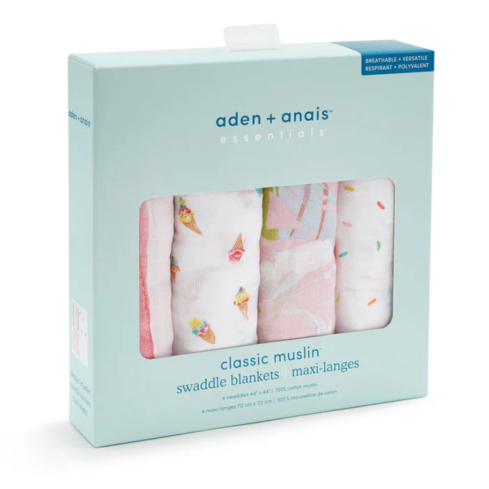 Aden + Anais Essentials Cotton Swaddle Ice Cream (Pack of 4)