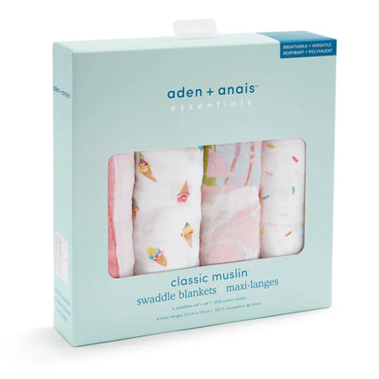 Aden + Anais Essentials Cotton Swaddle Ice Cream (Pack of 4)