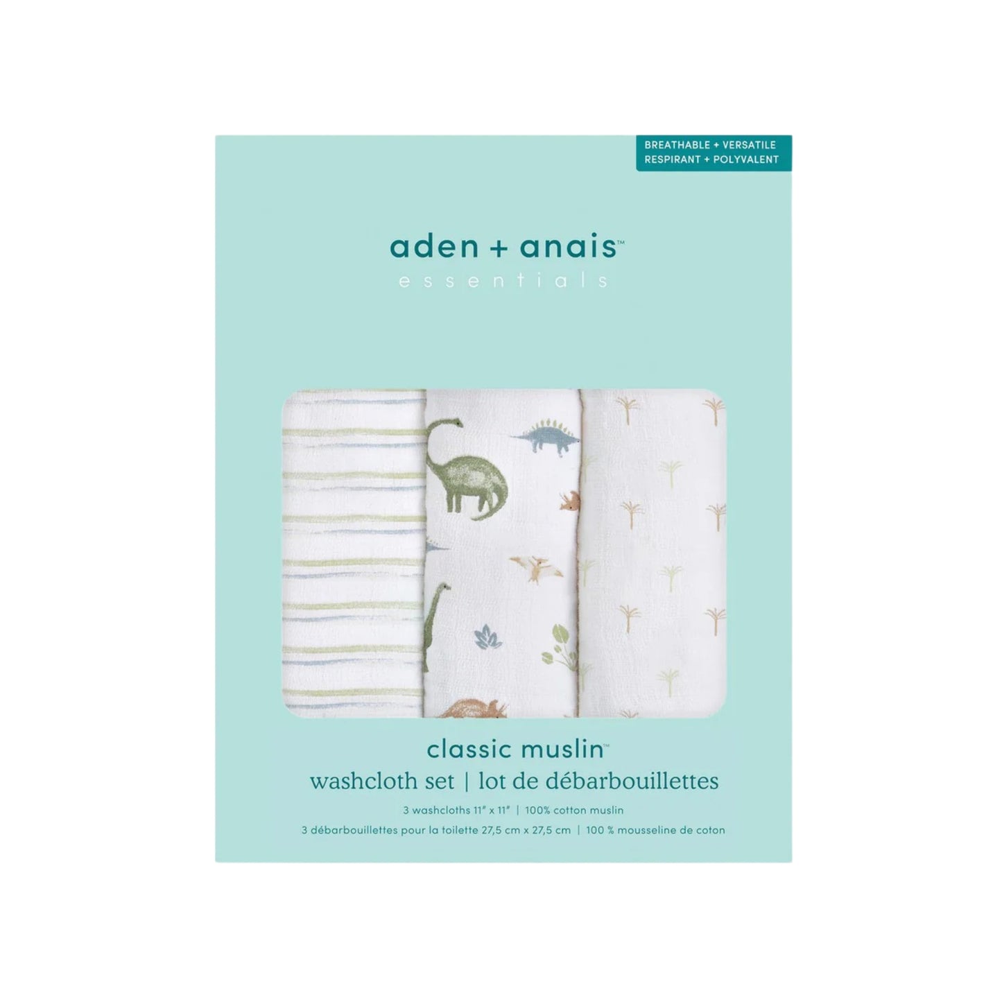 Aden + Anais Washcloth Sets Dino Jungle (Pack of 3)