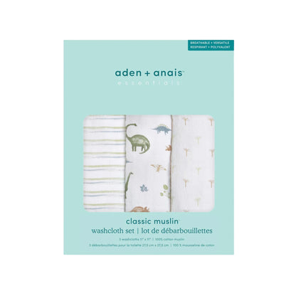 Aden + Anais Washcloth Sets Dino Jungle (Pack of 3)